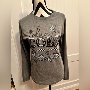 Bella Canvas Long Sleeve Tee - Gray with Snowflake Design
